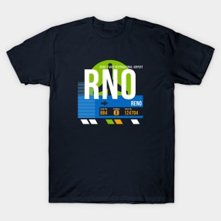 Reno (RNO) Airport // Retro Sunset Baggage Tag T-Shirt